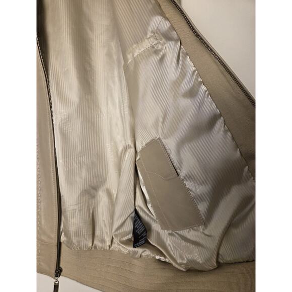 Maxini Collezione Leather & Knit Mens Sz M Jacket Beige Zip Front Quiet Luxury - Picture 5 of 11